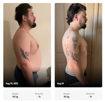 Client before and after progress photos