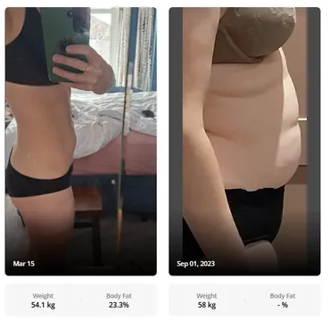 Client before and after progress photos